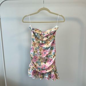 Princess Polly Multi Floral Strapless Dress size 4